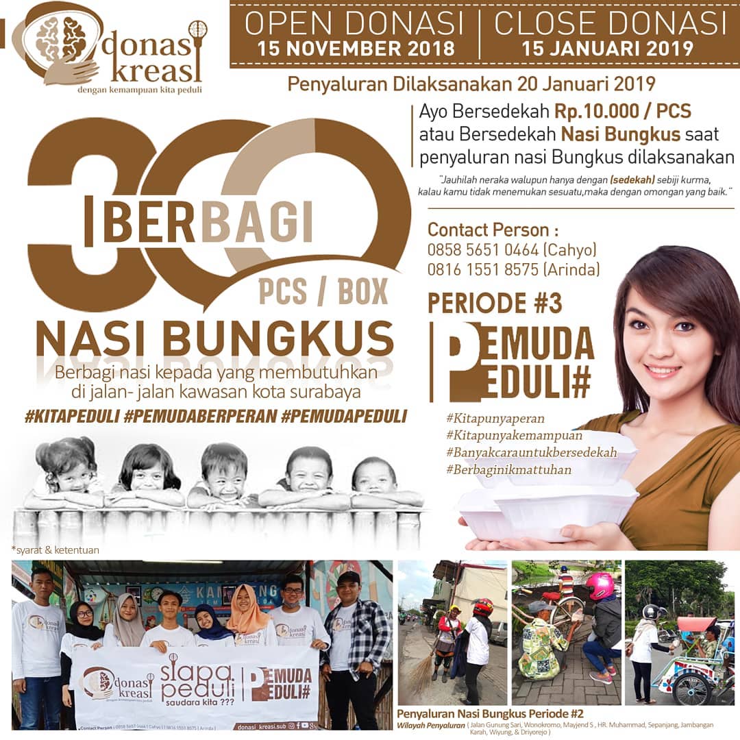 Berbagi 300 Nasi Bungkus di Kota Surabaya