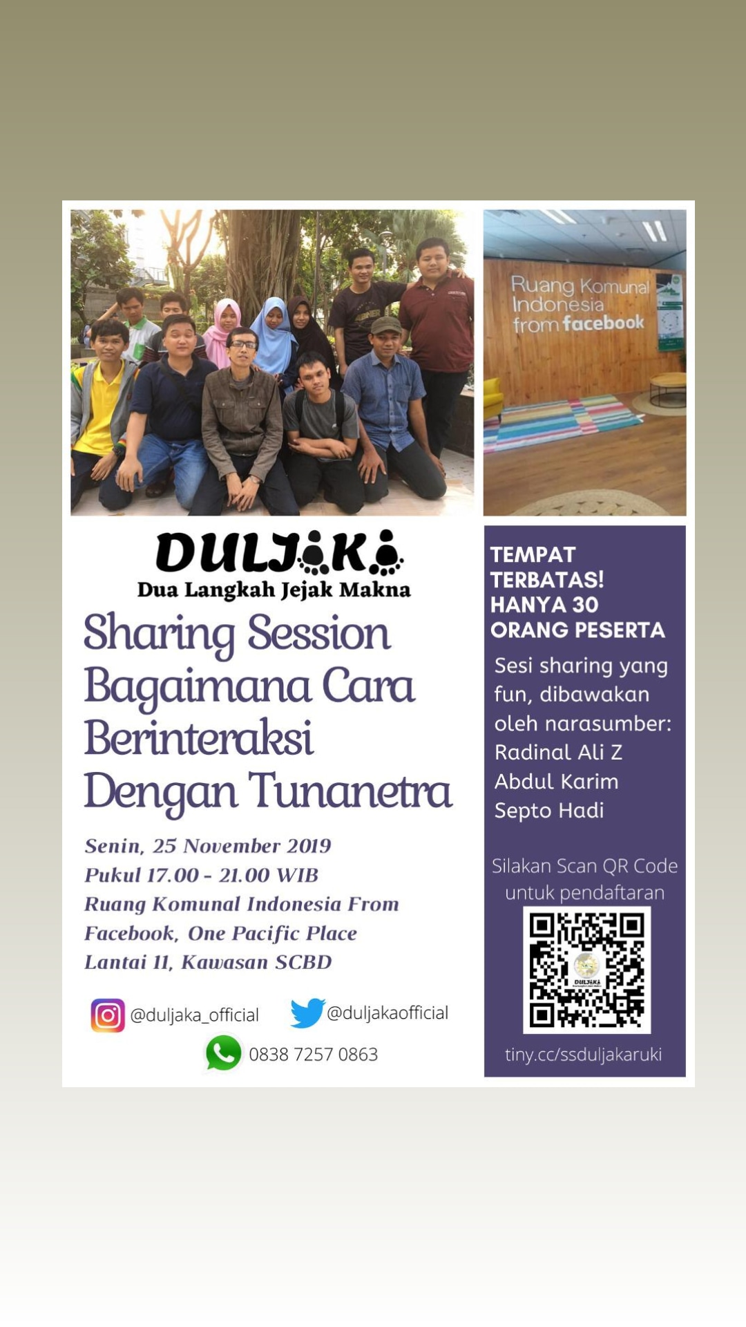 Sharing Session Berinteraksi Dengan Tunanetra