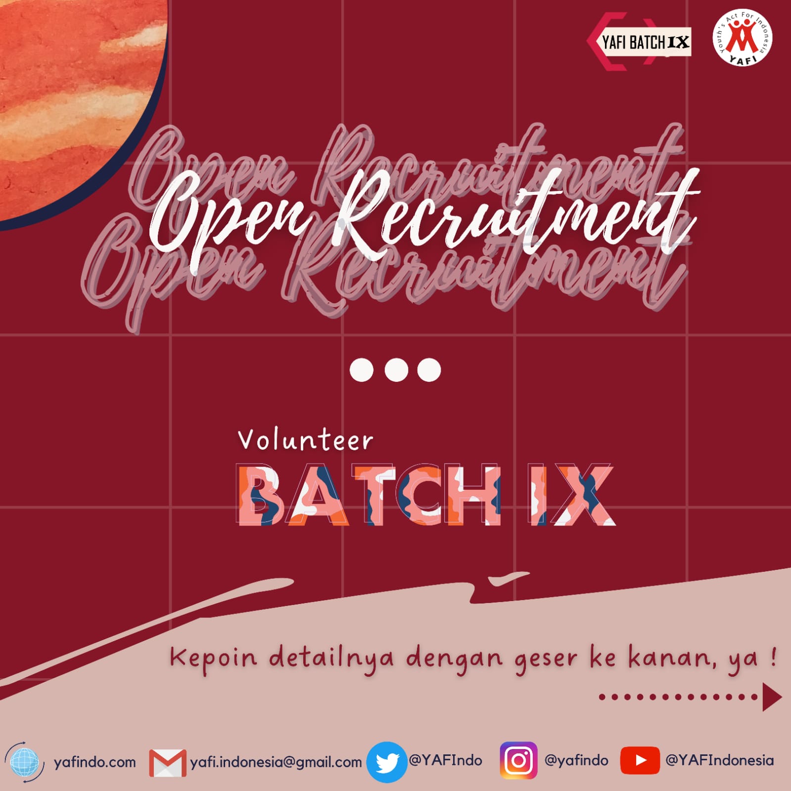 Open Recruitment  for Main Team of YAFIndo Batch 9