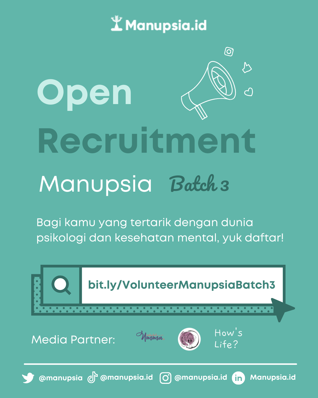 OPEN RECRUITMENT VOLUNTEER BATCH 3