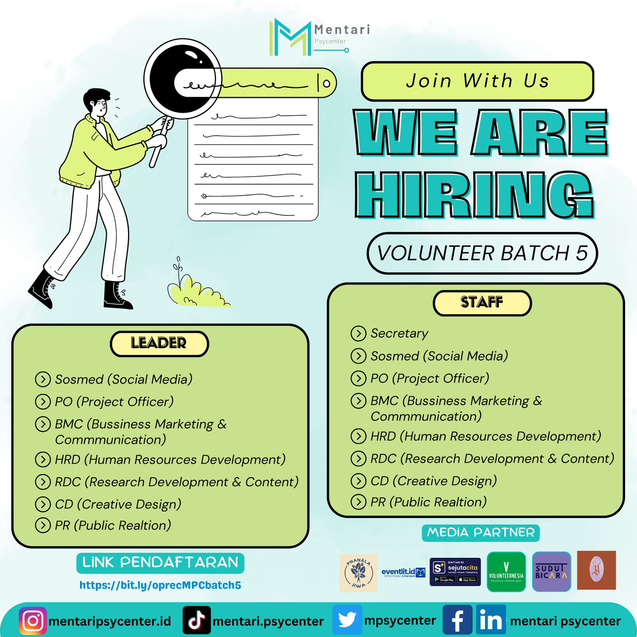 Open Recrutimen Volunteer Mentai Psycenter Batch 5
