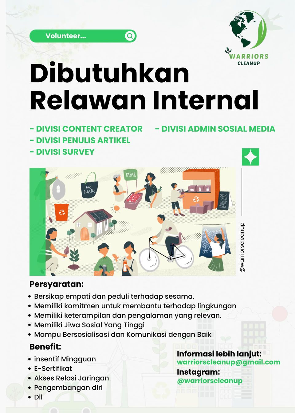 OPEN RECRUITMENT VOLUNTEER ITERN WARRIORS CLEANUP