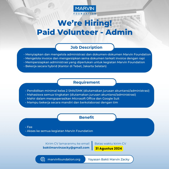We're hiring Administration Volunteer