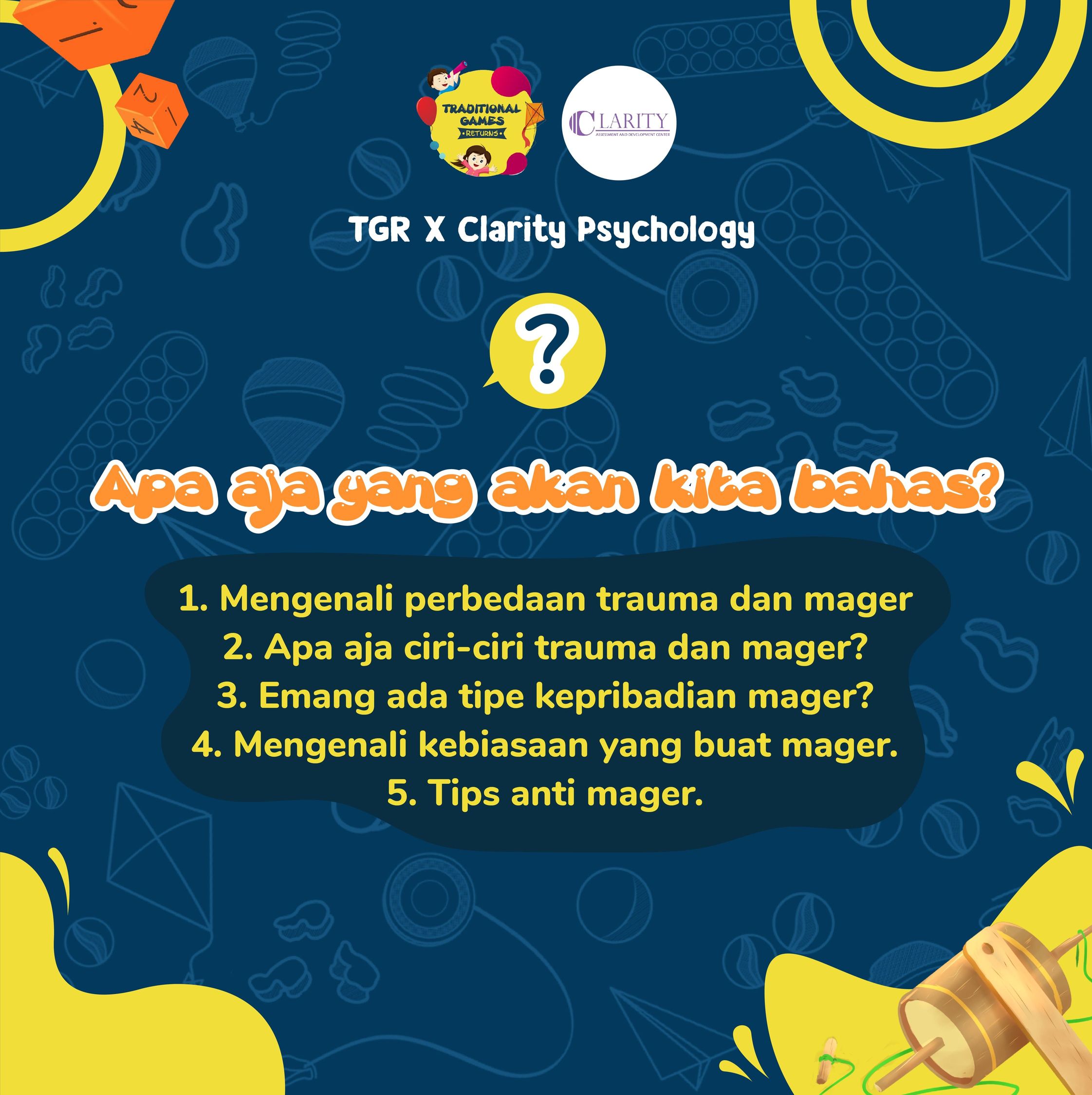 Galeri aktivitas Webinar TGR X Clarity Psychology ke-2