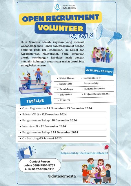 Open Recruitment Volunteer Duta Semesta Batch 2