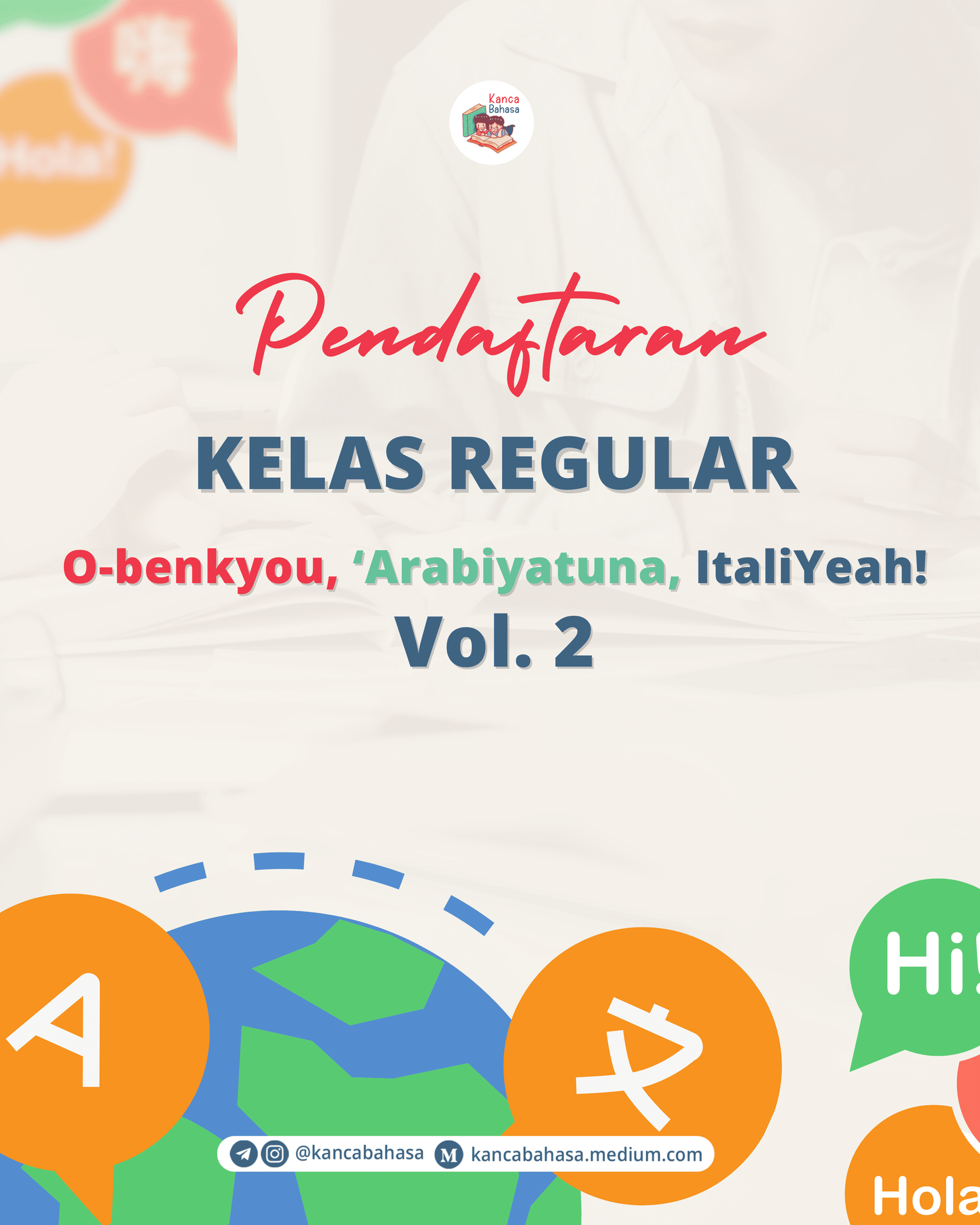 Daftar Kelas Bahasa Jepang, Arab dan Italia GRATIS