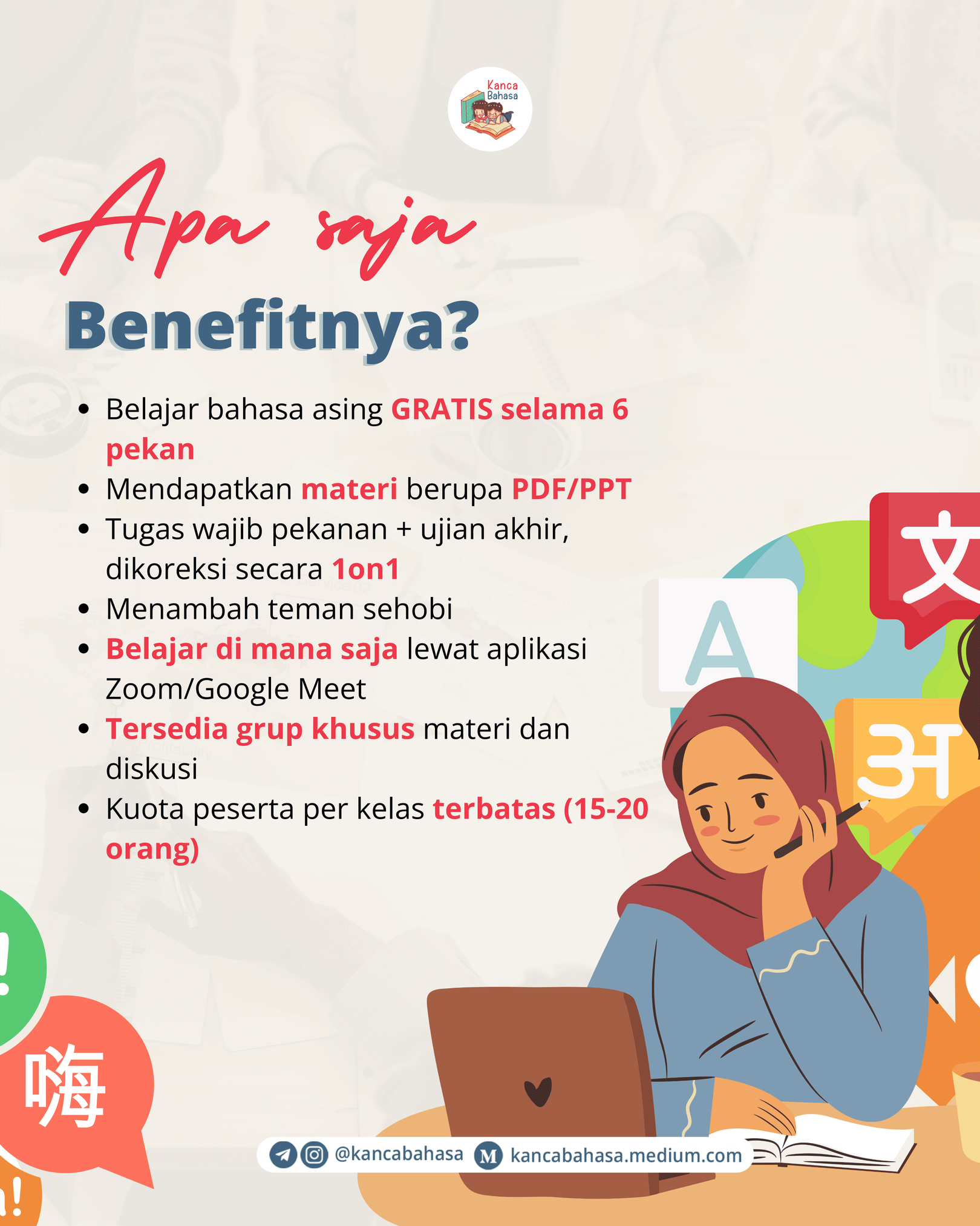 Galeri aktivitas Daftar Kelas Bahasa Jepang, Arab dan Italia GRATIS ke-2