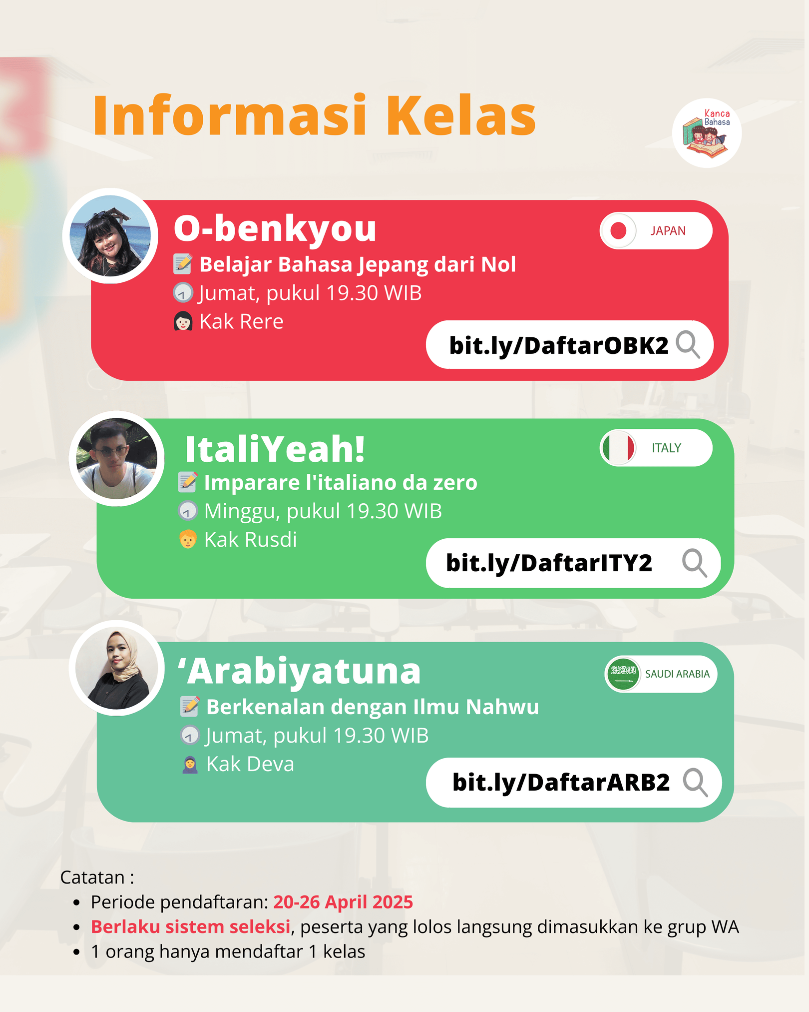 Galeri aktivitas Daftar Kelas Bahasa Jepang, Arab dan Italia GRATIS ke-4