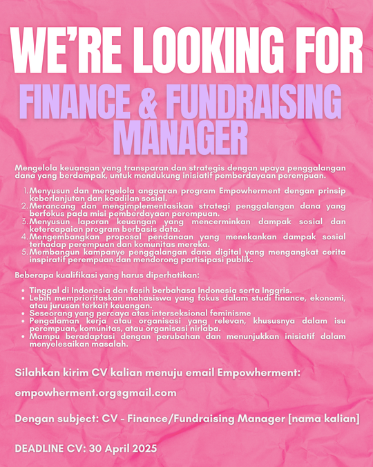 Staff Recruitment: Finance and Fundraising Manager