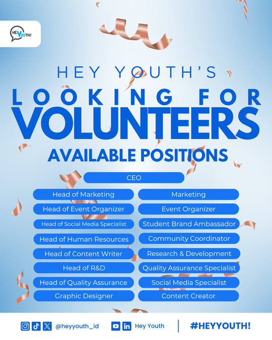 Looking for Hey Youth Volunteers!!!