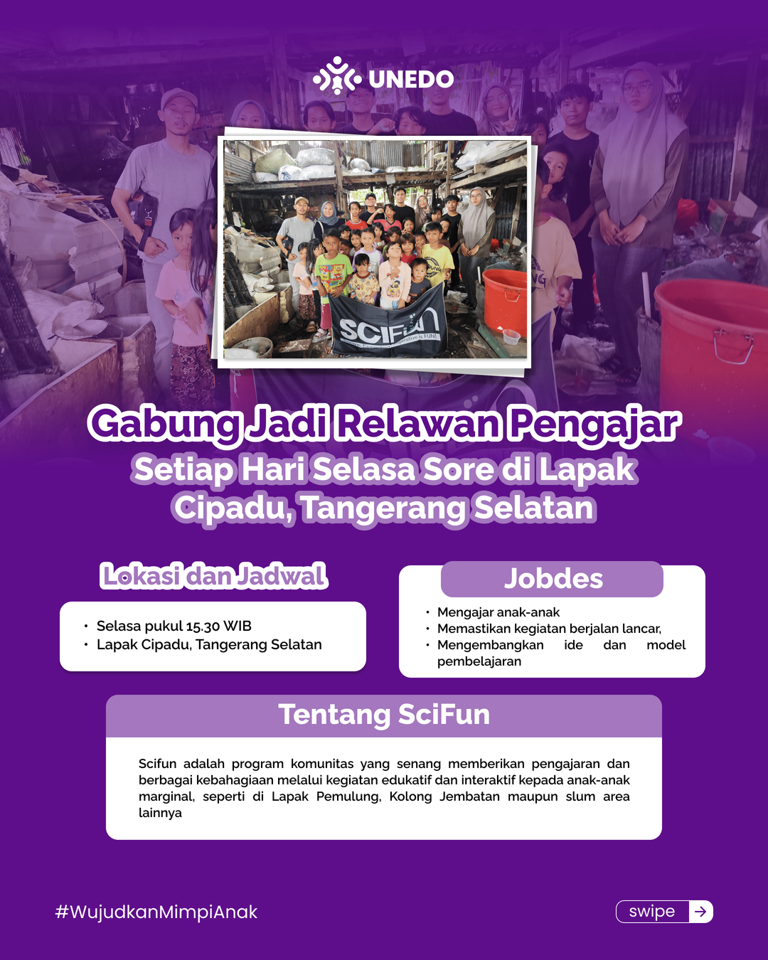 Relawan Pengajar di Lapak Pemulung Cipadu